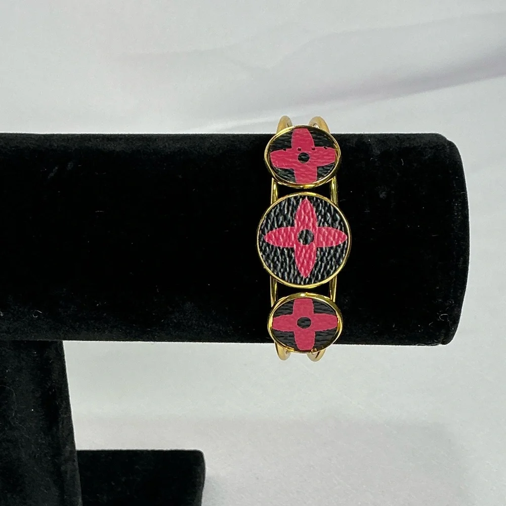 Louis Vuitton Pink Multicolor Murakami Canvas Gold Cuff Bracelet
